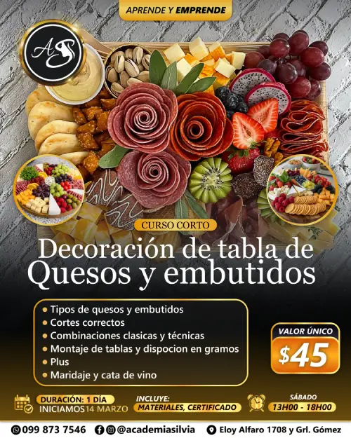Curso Decoración de Tabla de Quesos y Embutidos